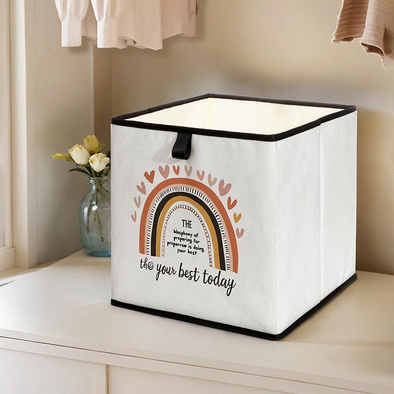 Rainbow Pattern Open Storage Box, Stackable Drawer Organizer, Durable Multi-Functional Design for Home Dorm Room Organization