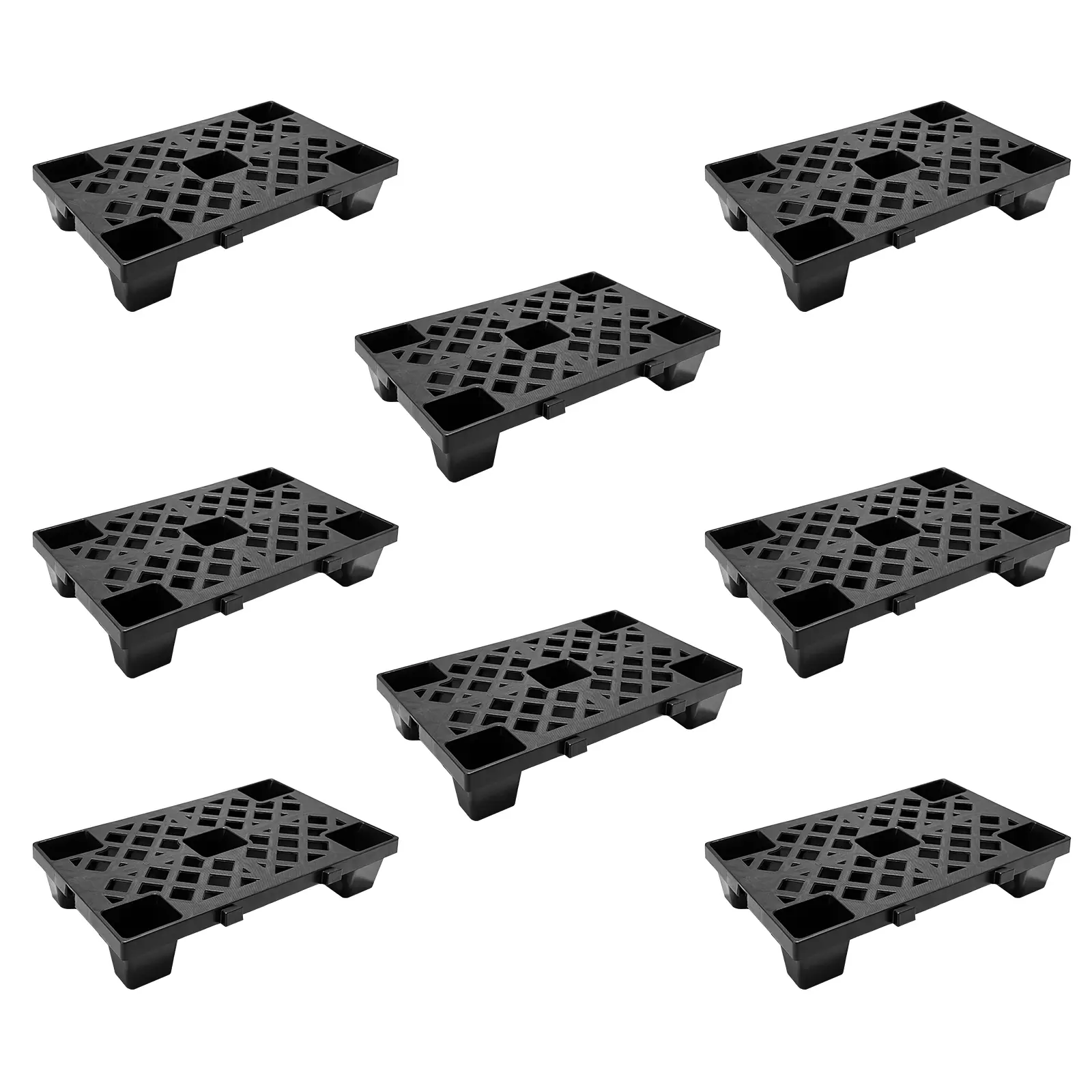 Durable locking Plastic Pallets – Lightweight Stackable Nestable HDPE Grid Platform – Ventilated Floor Pallets for Basement, Garage, Warehouse Storage, 8pcs
