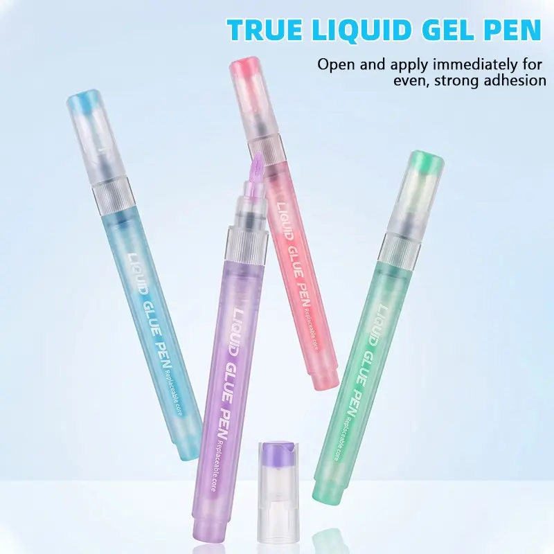 3/6pcs Liquid Glue Pen with Replacement Core, Precision Control, Fast-Drying, High Adhesion, Office Art Craft, Traceless, Scrapbook, Artwork