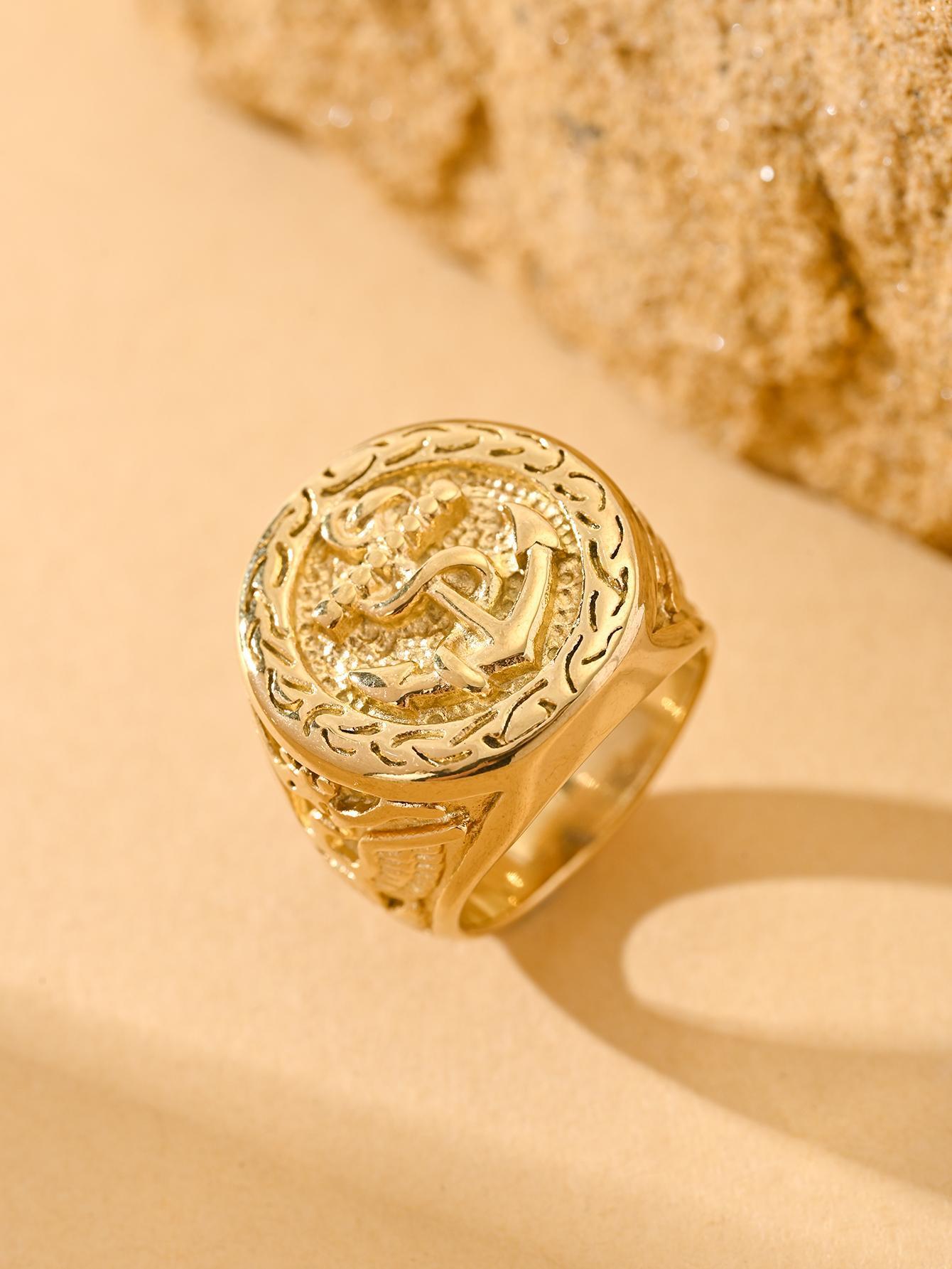 Luxury Anchor Signet Ring, Premium Unisex Band