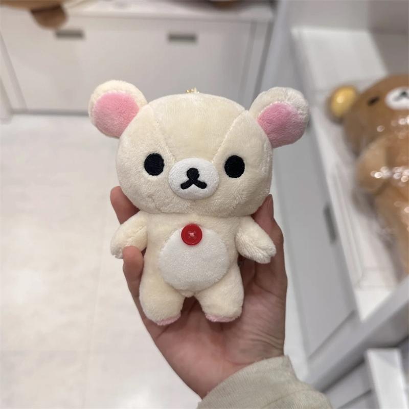 12cm Kawaii Rilakkuma Korilakkuma Plush Toy Keychain Kawaii Brown White Bear Stuffed Bag Charm Cute Birthday Gifts Girl