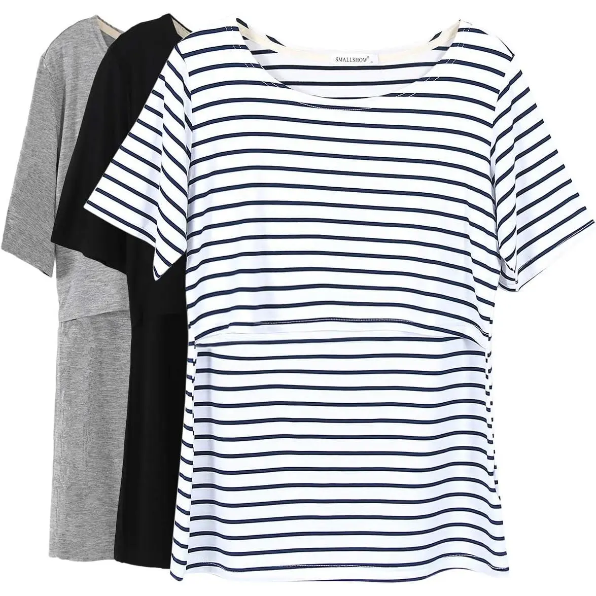 Women’s Maternity Nursing Tops, Short Sleeve Breastfeeding Shirts, Soft Casual Pregnancy Postpartum Clothes for New Moms Daily Wear