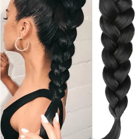 Synthetic Hair Braid Ponytail Clip on Heat Resistant Braided Pony Handmade Braided Hairpiece Ponytail Extension for Women Daily and Party Use Ponytail Hairpieces Synthetic Extensions