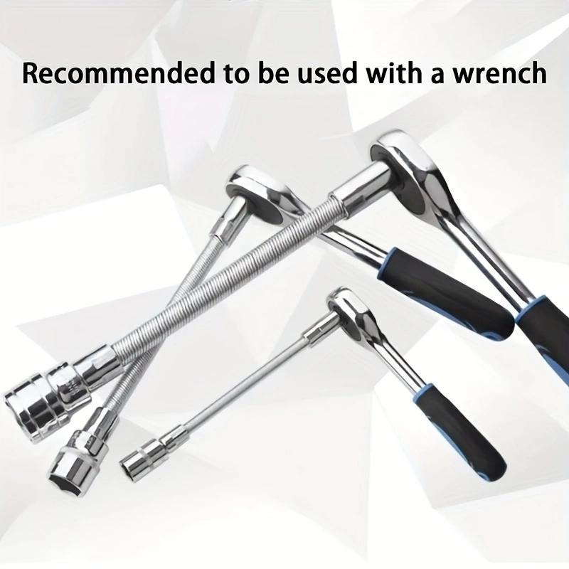 Universal Electric Wrench Socket, 3 Counts Bendable Flexible Shaft, Extension Rod & Force Connecting Rod for Home, Car & Office, Repair Socket Wrench Tools, Wrench Extend Rod, Right Angle Wrench, Hand Tools