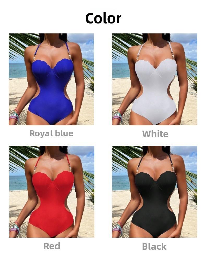 New casual tight-fitting one-piece swimsuit for women, sexy European and American bikini swimwear with skirt for beach vacations, foreign trade