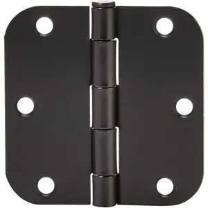 Sturdy Rounded 5/8 Radius Interior Door Hinges with Included Screws, 3.5" x 3.5", Matte Black, 18-Pack