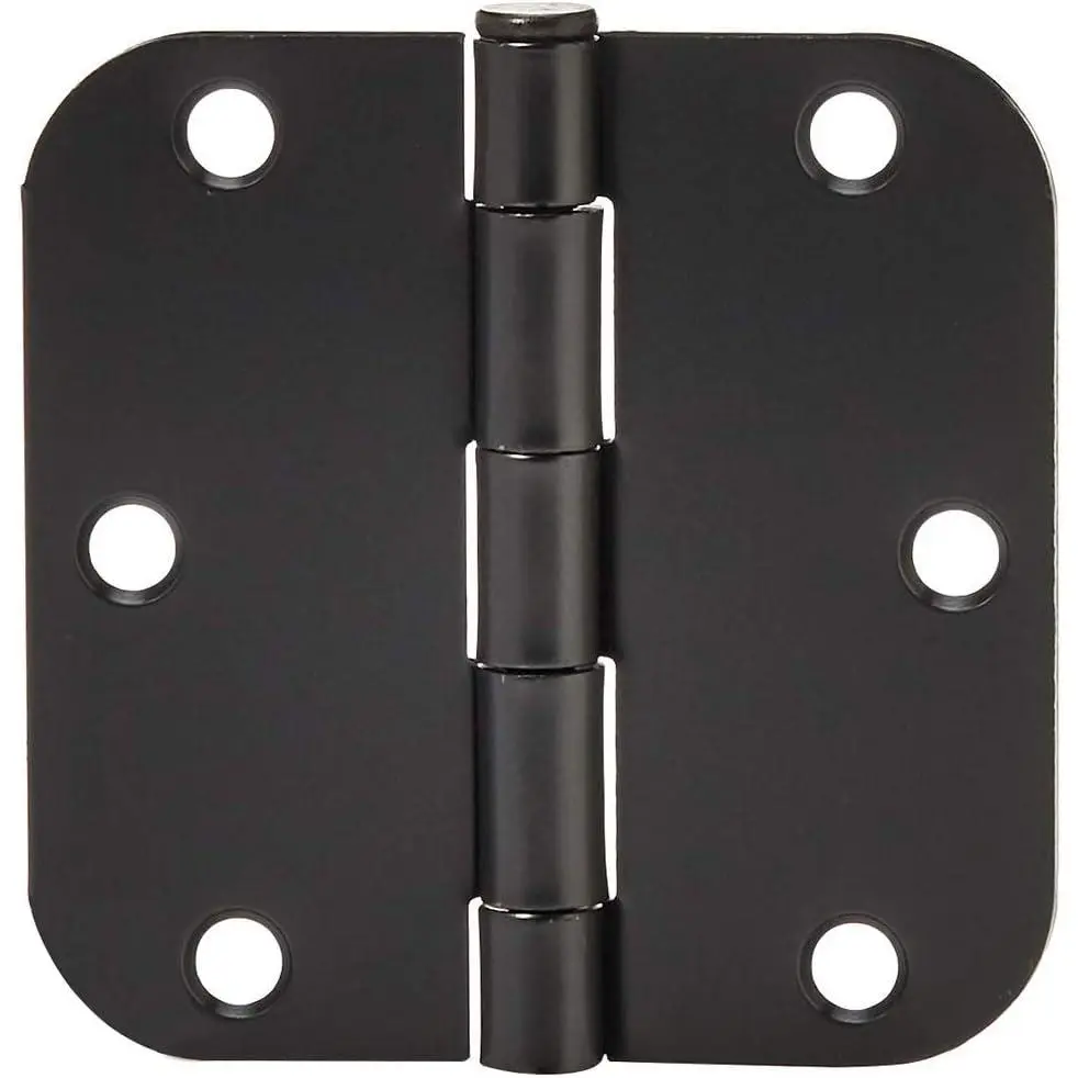Basics Sturdy Rounded 5/8 Radius Interior Door Hinges with Included Screws, 3.5" x 3.5", Matte Black, 18-Pack