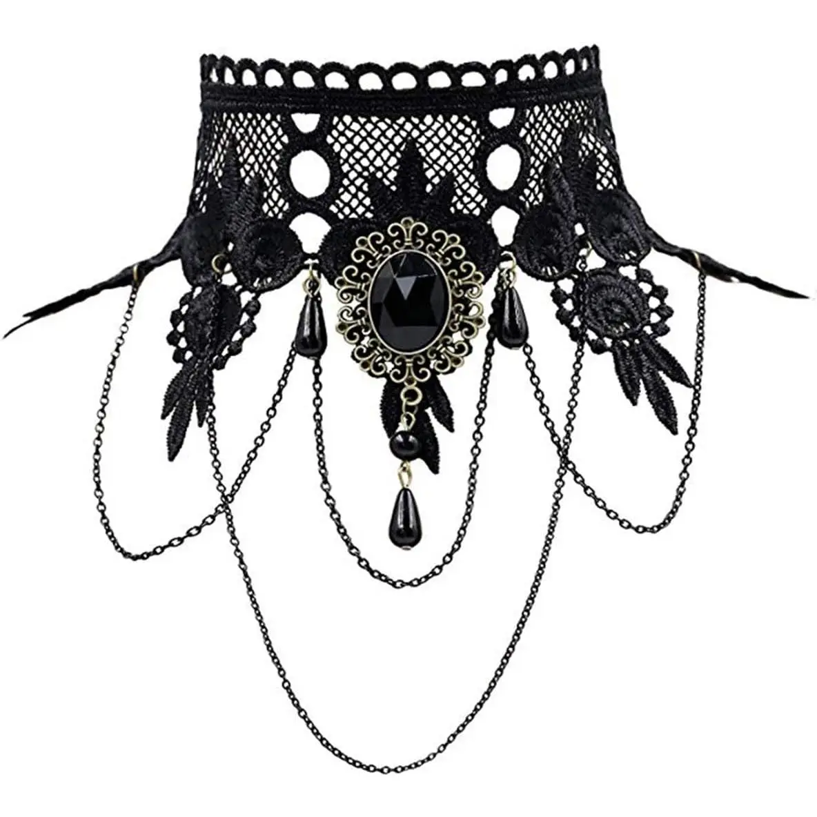 Halloween Costumes  for Women | Steampunk Black Lace Choker Necklace Gothic  Accessories, Vampire Choker Necklace Costume for Teen Girls