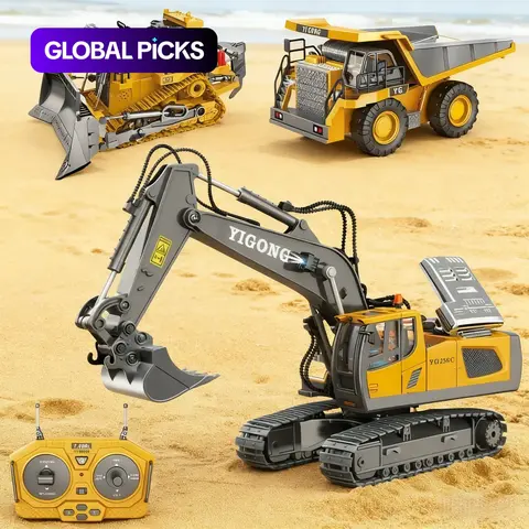 Remote Control Excavator, Bulldozer & Dump Truck Rc Construction Vehicles Toy, with Light & Sound, Perfect Gift for Kids #GLOBAL PICKS
