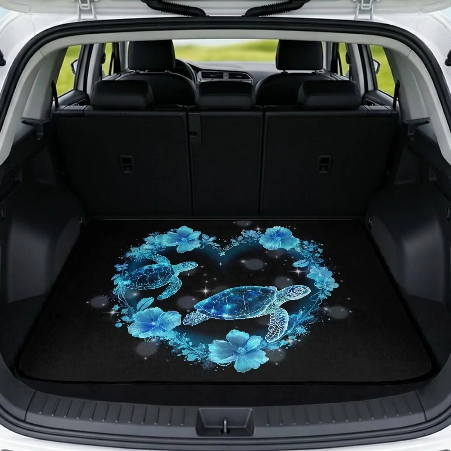 Blue Sea Turtle Car Trunk Mat 29" x 39" Non-Slip Scratchproof | Cargo Mat Rear Trunk Liner Full Protection Cars Accessories Universal Fit for Most Cars SUV