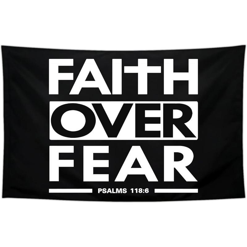 Tapestry  Faith Over Fear Flag Christian Jesus Flags 30x40 inch Outdoor Funny Tapestry Flag Inspirational Gym Motivational Flags for Room Guys Home Gym Bedroom College Dorm Motivation Wall Art Decor Banner Decoration
