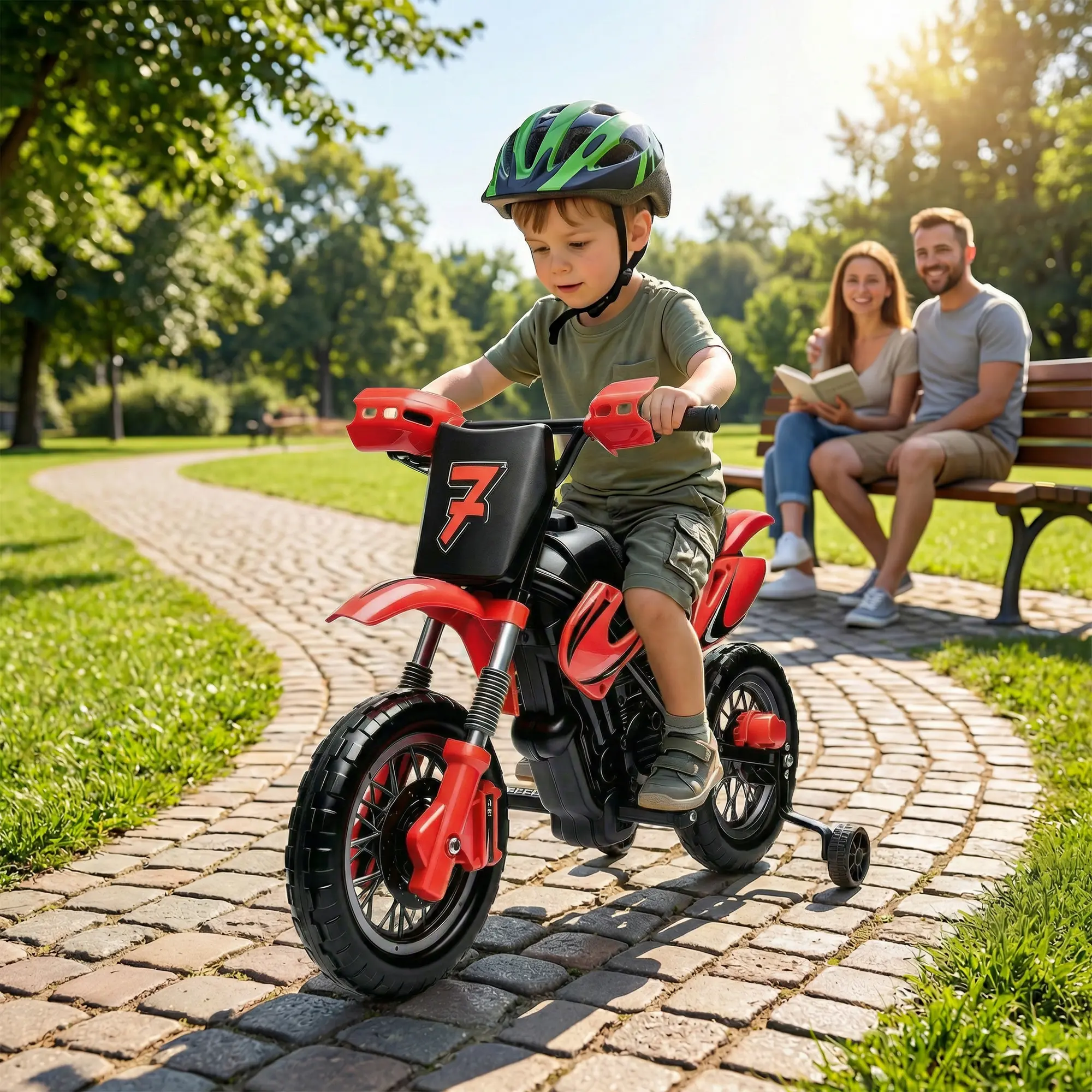 Summervibes Flash Sale Toy Items 12V Kids Ride On Electric Motorcycle, Dual 25W Motors, Removable Training Wheels, 1-3MPH Variable Speed, Twist Throttle, Spring Suspension, Music Play, Long Lasting Battery, Toddler Riding Toy Gift