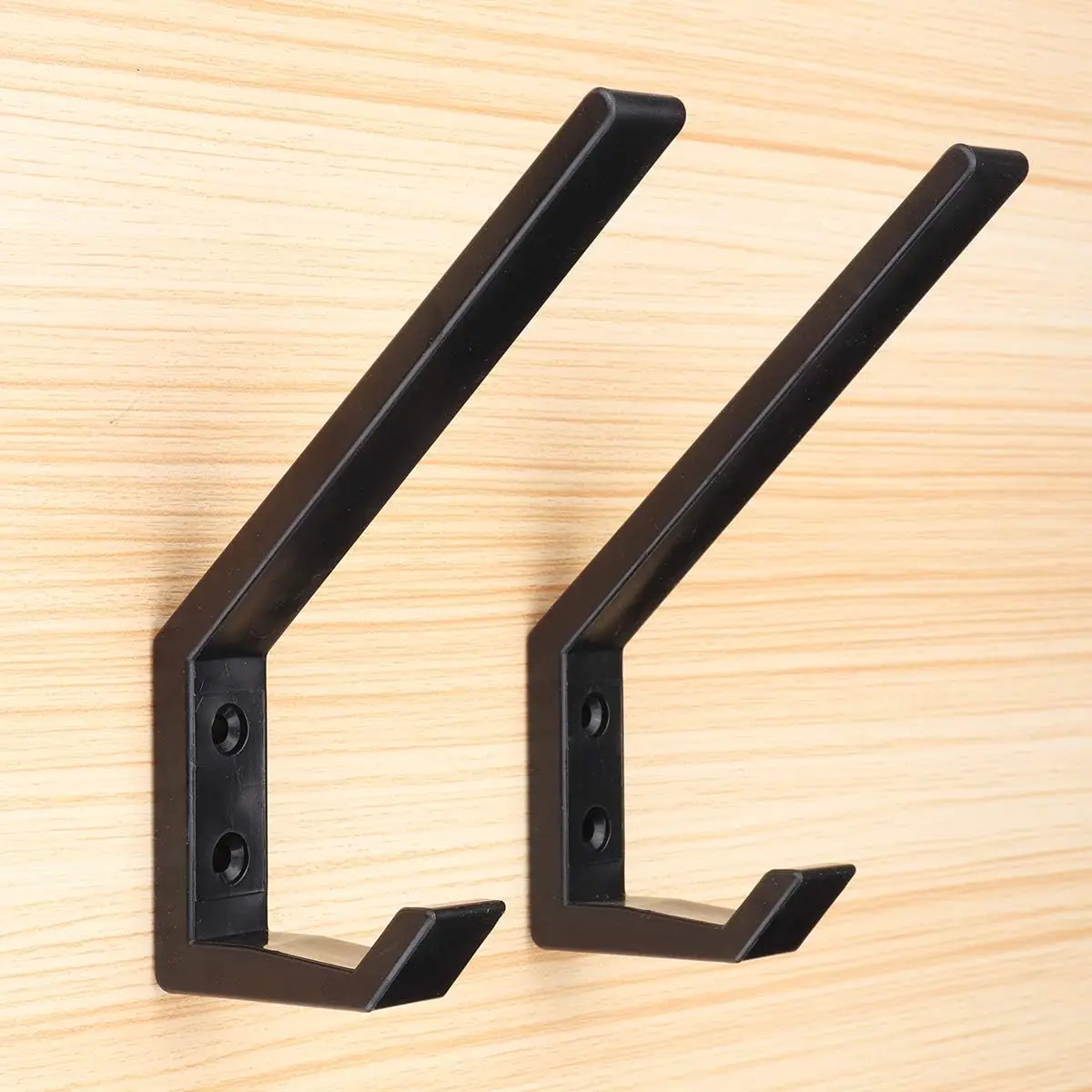 2PCS Helmet Holders Plastic Hanging Hooks Wall Mounted Hangers Hat Glove Bag Shoe Clothes Rack-Black