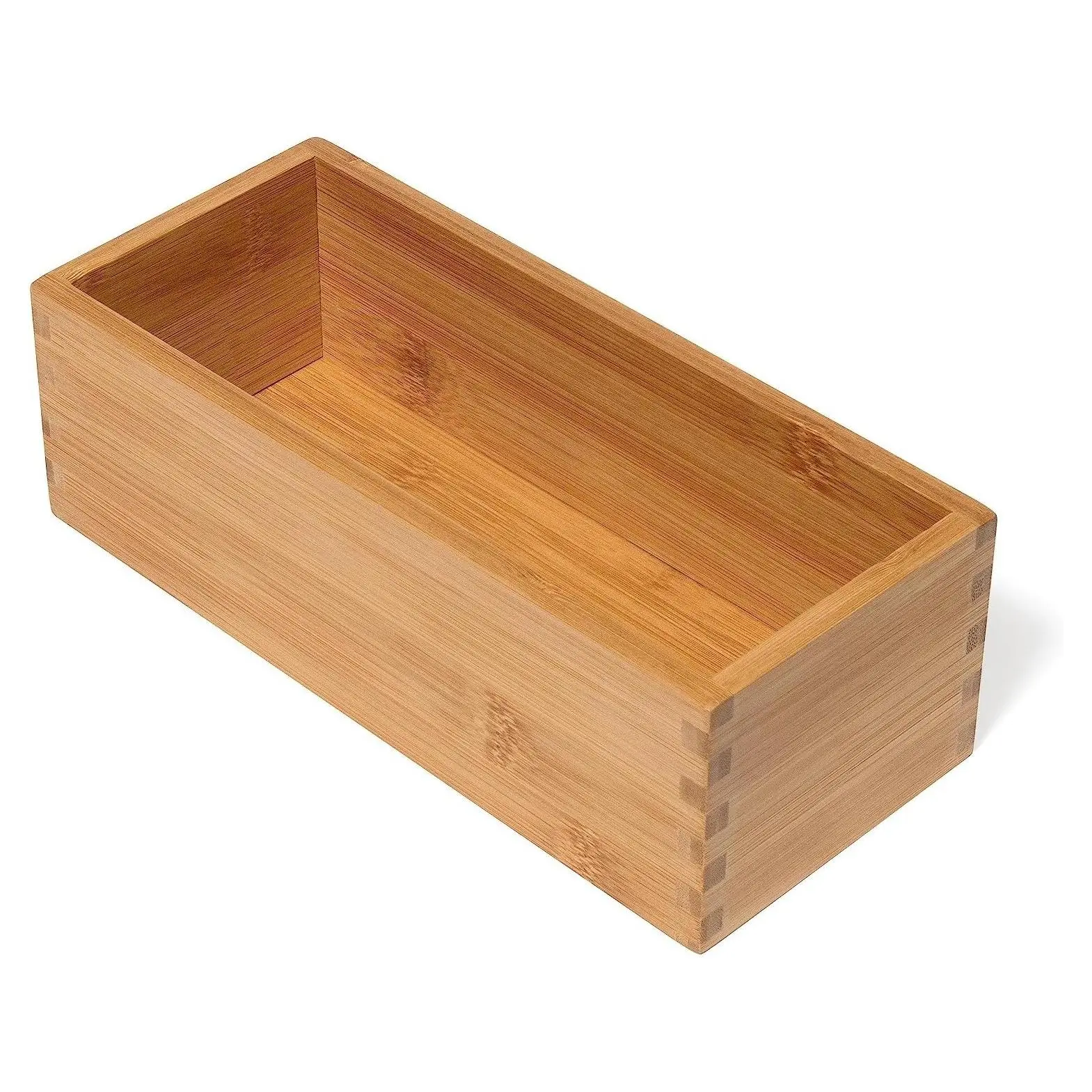 Bamboo Wood Storage Box Organizer for Kitchen Utensils, Makeup, or Office Supplies, 4" x 9.25" x 3"Gift