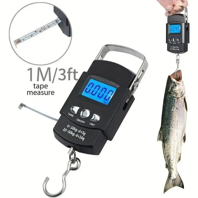 Portable Heavy‑Duty Digital Luggage Scale, 50kg / 110lb Capacity Electronic Hanging Weighing Scale with LCD Display, Handheld Travel Suitcase Weight Measuring Device for Travel Business Trip