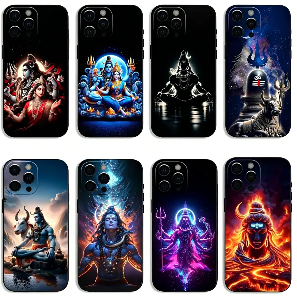Custom Soft Eco-Friendly Silicone Phone Case - Crash-Proof Polycarbonate-TPU Protection, Durable Chic Lord Shiva Mahadev Design, Easy-Remove Cute Phone Accessories for Various Models: iPhone 17 Pro Max,16 Pro,15,14 Plus,13,12,11 & Samsung S26-S23 Plus