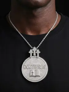 Iced Out disc Contreras Book Triple Cross Bail Necklace Pendant for Men 5A Cubic Zirconia Hip Hop Jewelry