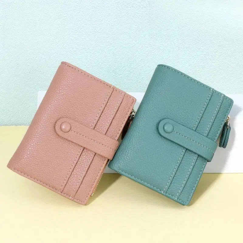 Women's Compact Pebbled Vegan Leather Zipper Wallet, RFID Blocking Multi-Card Slots Card Holder, Durable Portable Clutch Purse for Daily, Travel and Gym Use