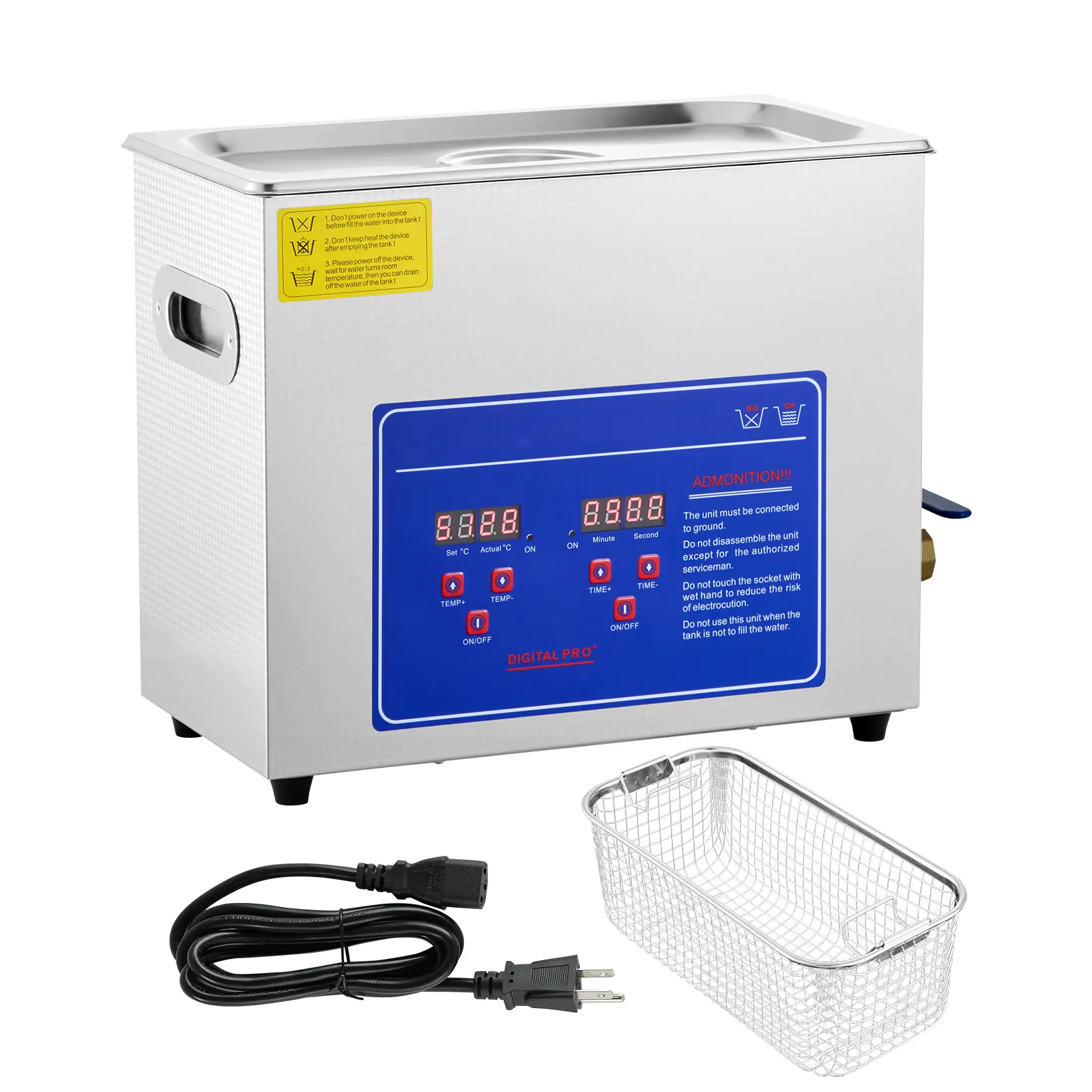 Sonic Cleaner with Digital Timer & Heater, 150W Heating Power, 180W Ultrasonic Power, Digital Control Panel, Transducer Technology