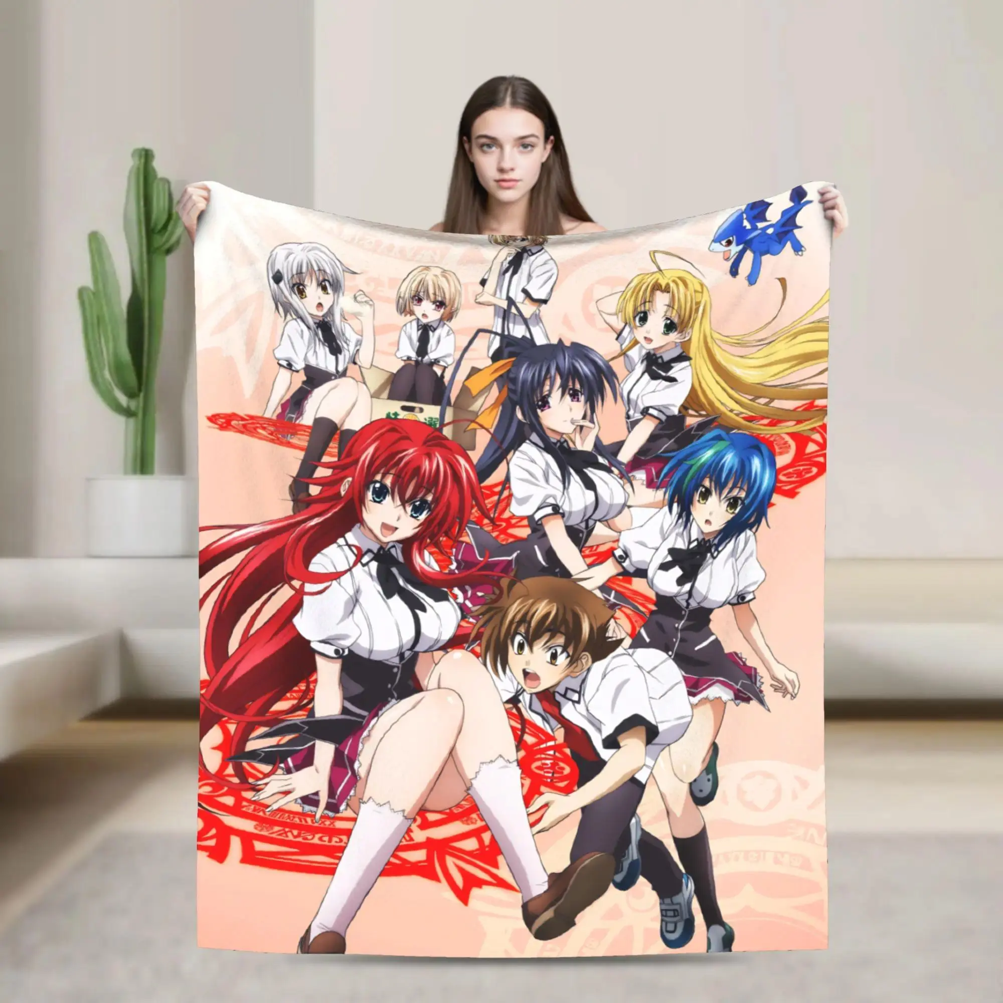 High School DxD Anime Flannel Blanket Soft Warm Throw Blanket for Living Room Bedroom Sofa Bed Cover