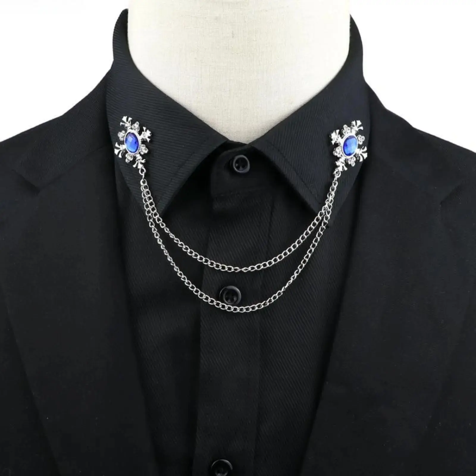 Men’s Unisex Retro Look Zinc Alloy Crystal Cross Tassel Lapel Brooch - Rhinestone Chain Suit Collar Pin, Elegant Gentleman Wedding Wear Accessory For Formal Outfits, summerwins