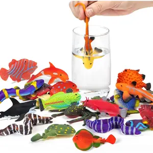 Color Changing Sea Animal Toys 12 Pack, Ocean Animals Figures, Mold Free Bath Toys for Toddlers Kids, Water Table Toys, Rubber Floating Fish Toys for Party Supplies, Goodie Bag Fillersfidget toys