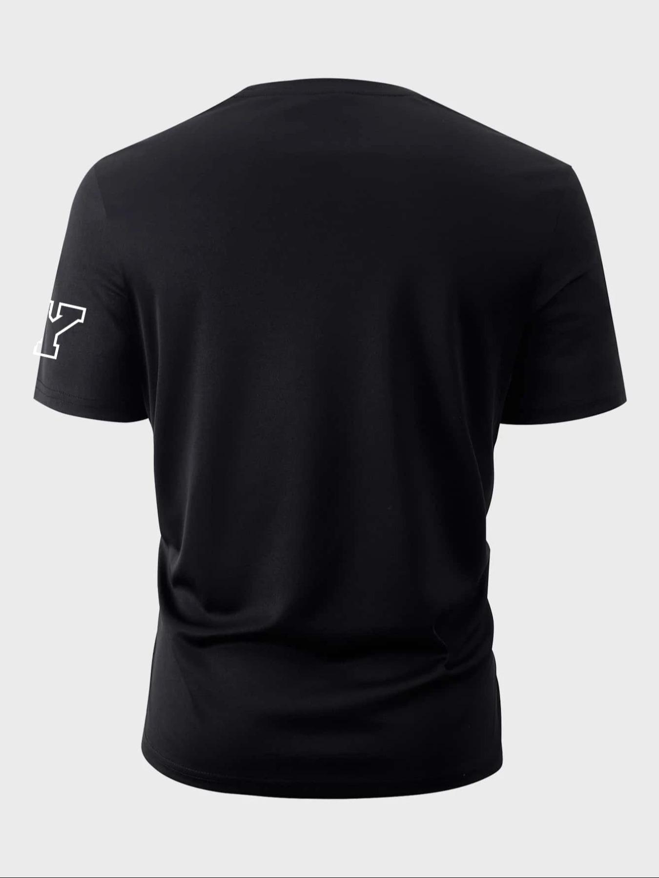 Men's Regular Fit Letter Print Round Neck Sleep Tee, Casual Soft Comfortable Short Sleeve Crew Neck Fitted T-shirt for All Seasons, Sleepwear & Loungewear for Men