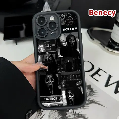 Ghost Face Realm Pattern Soft Silicone Drop-Safe TPU Phone Case for iPhone 18 Pro Max,17,16,16e,15,14 Pro,14 Plus,13,12 Mini,11,Air,XR,X,XS - Anti-Drop, Shockproof, Flexible Fit, Easy On/Off, Raised Edges, Camera Guard, Smooth Matte Grip Mobile Accessory,