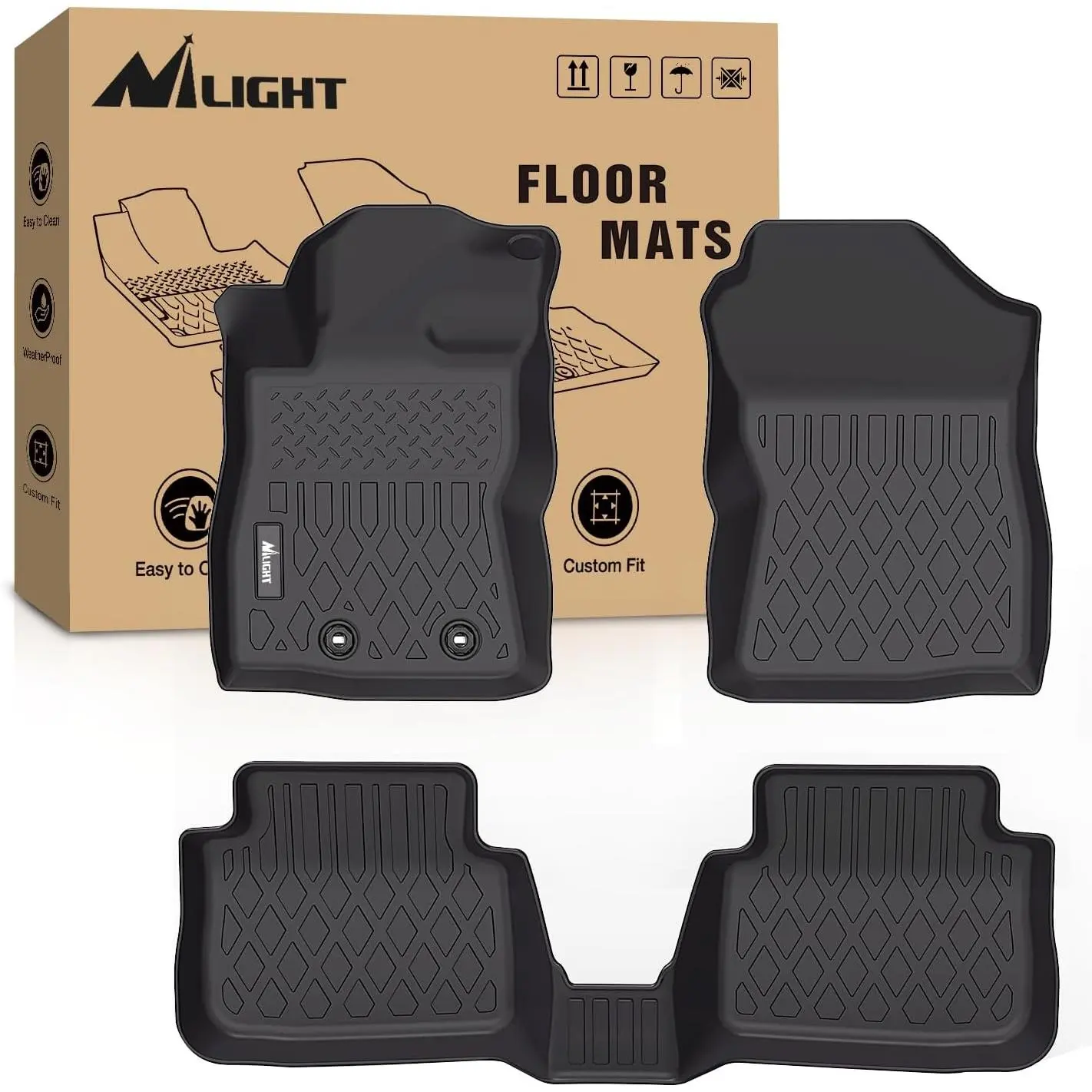 Nilight Deep-Tread All-Weather Heavy-Duty TPE Floor Mats, Custom-Fit Set with Direct Fit OEM Design & Clips for 2024-2026 Subaru Crosstrek, Impreza