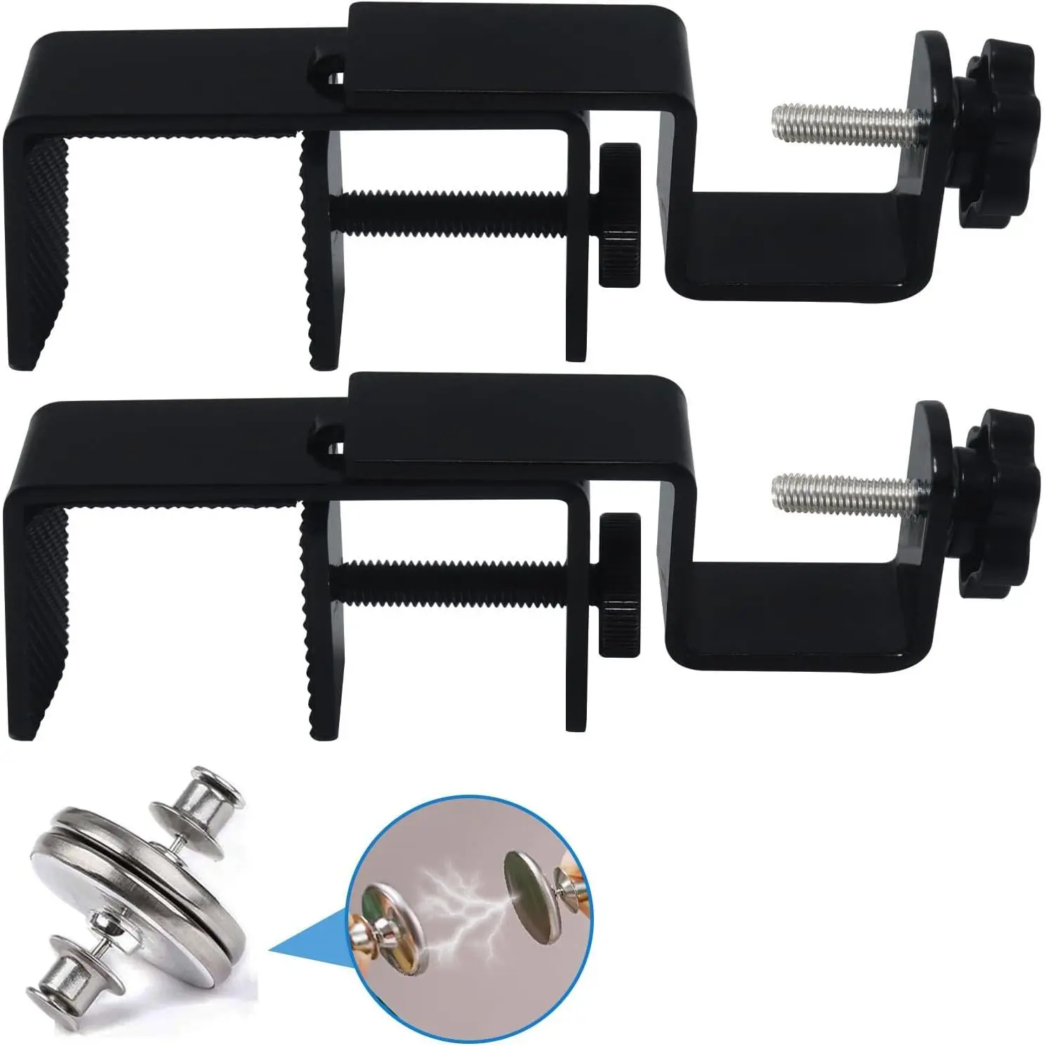 Outside Mounted Blinds Curtain Rod Bracket Attachment, 1.3 - 2 inches Wide Track, Tool - free & Drill - free, with Installation Guide and Curtain  buckle Black-2Pack   application