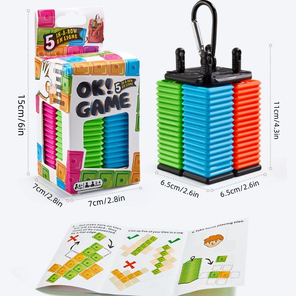 Portable Five-in-a-Row Game, 1 Box Colorful Family Board Games, Interactive Party Entertainment Toy for Family Party Gathering