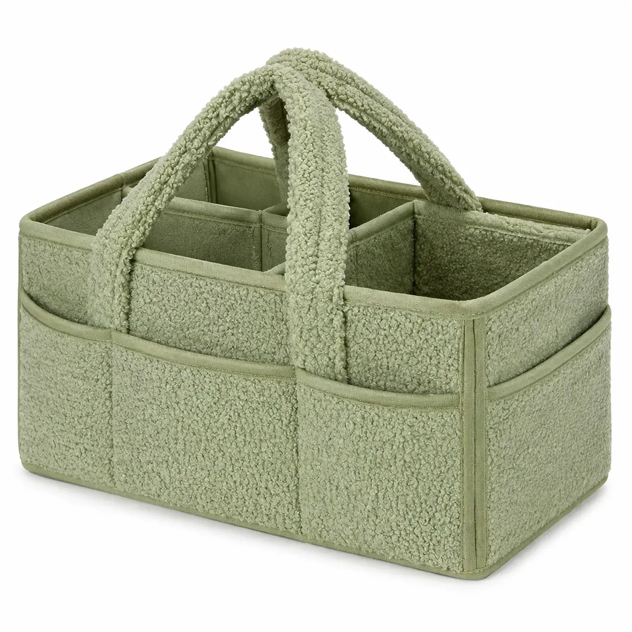 Extra-Large Soft Teddy Fleece Diaper Caddy Organizer Bag with Multiple Compartments, Lightweight Portable Nursery Tote for Diapers, Wipes, Bottles, and Baby Essentials – Ideal for Home, Travel, and On-the-Go Parents