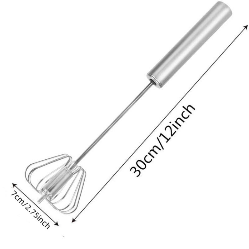 Stainless Steel Egg Beater, 1 Count Multifunctional Handheld Egg Whisk, Hand Push Semi-automatic Egg Beater, Kitchen Baking Utensils