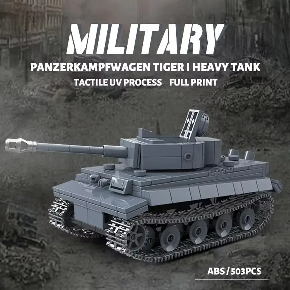 Military Series Tiger I Heavy Tank Building Blocks, WWII Armor Vehicle Assembly Model, Military Enthusiast Collectible Toy Gift, Building Kit