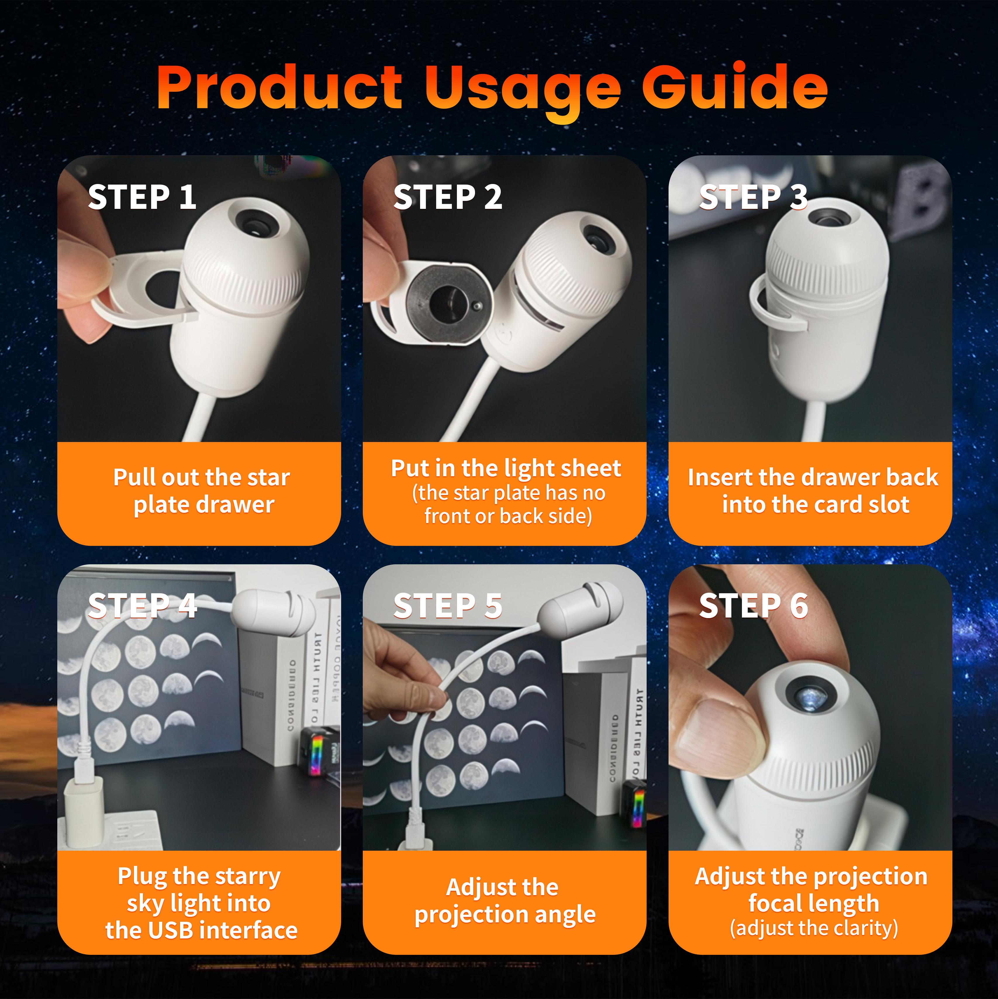 USB starry night light, suitable for home scenes, small footprint, clear projection. Usb Charging Lampara Usb C Rechargeable Usb Led