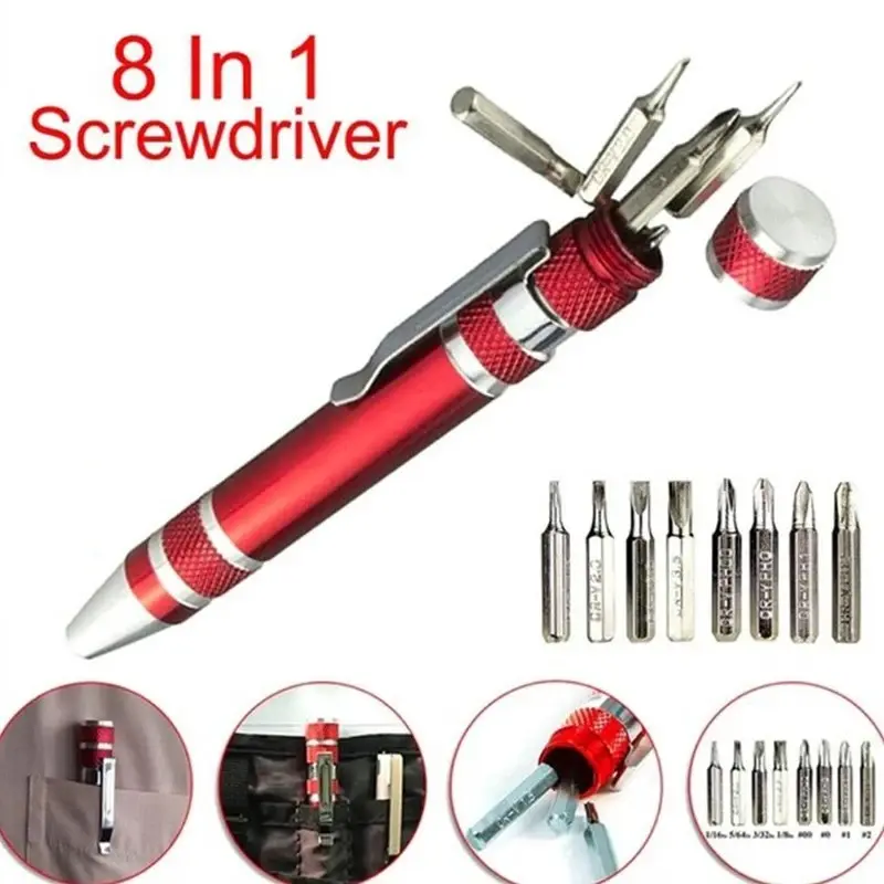 Portable 8-In-1 Aluminum Pen Screwdriver Set, Multi-Functional Phone Repair Tool Kit, Handy Screwdriver Accessories