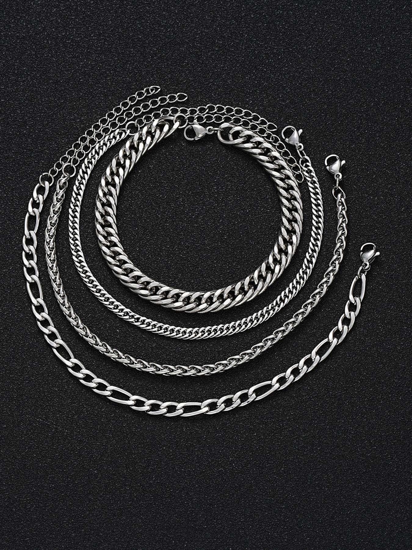 Men's Simple Plain Stainless Steel Link Chain High Quality Bracelet, Casual Fashionable Jewelry for Party, Daily Clothing Decor, Trendy All-match Elegant Jewelry Bracelet for Birthday Gift Couples Gifts, Stackable Bracelets Stack, Snake Chain Bracelet