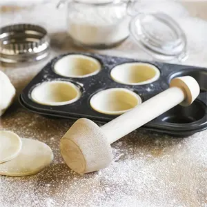 Wood Color Tart Shell Maker Tool - Double-Sided Pie Crust Pastry Mould - Wooden Tart Tamper for Baking