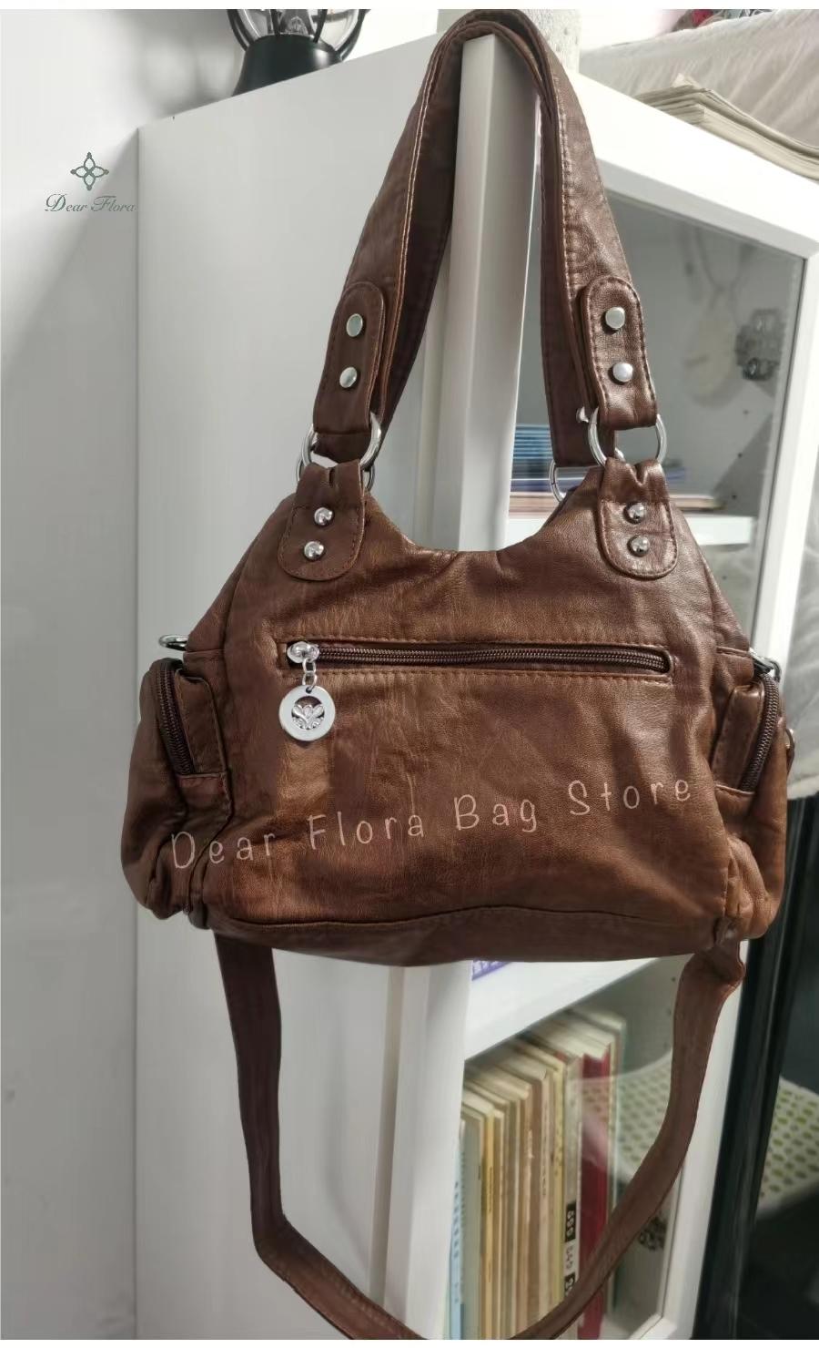 Women's Y2K Vintage Motorcycle Shoulder Bag Fashion Soft PU Chains Multiple Pockets Tote Bags Moto Style Messenger Crossbody Bag