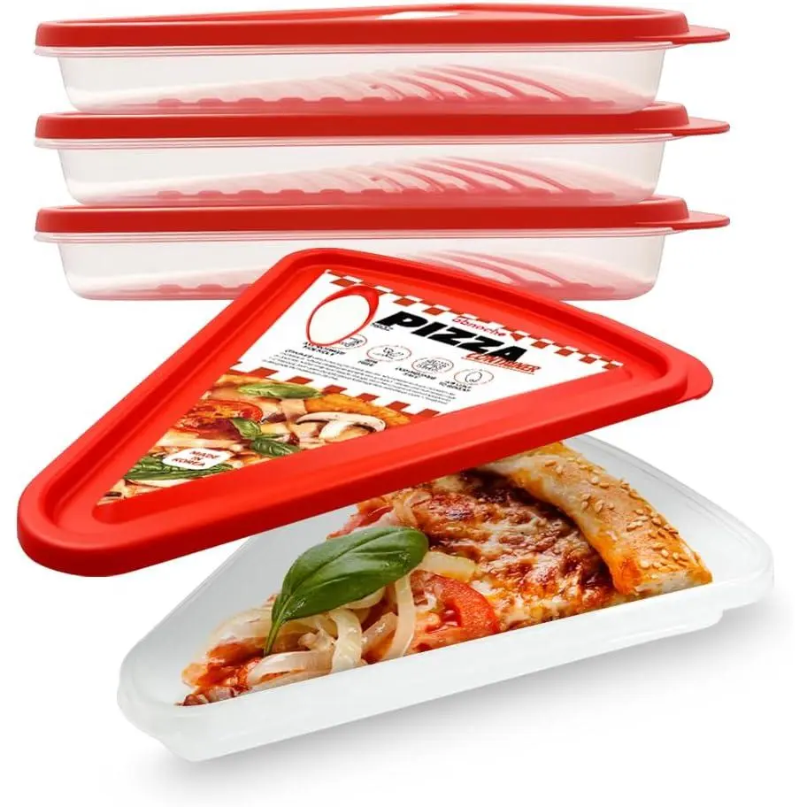 Pizza Slice Container, Tray and Saver,  4 Pack No  soggy pizza! Keep it  and crispy with our airtight pizza storage container