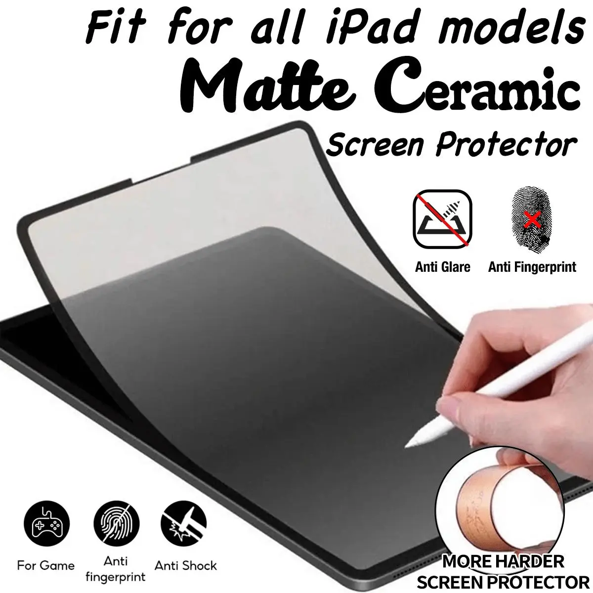 1pc High-Definition Matte Ceramic Film for Tablet Screens, 9D Full-Screen Adhesive Ceramic Film Soft Matte Film Non-Glass/High Sensitivity/Anti-Fingerprint/Less Reflection/Easy Installation Compatible with Ipad 10Th 2022 11Th A16 Mini Pro Air Series