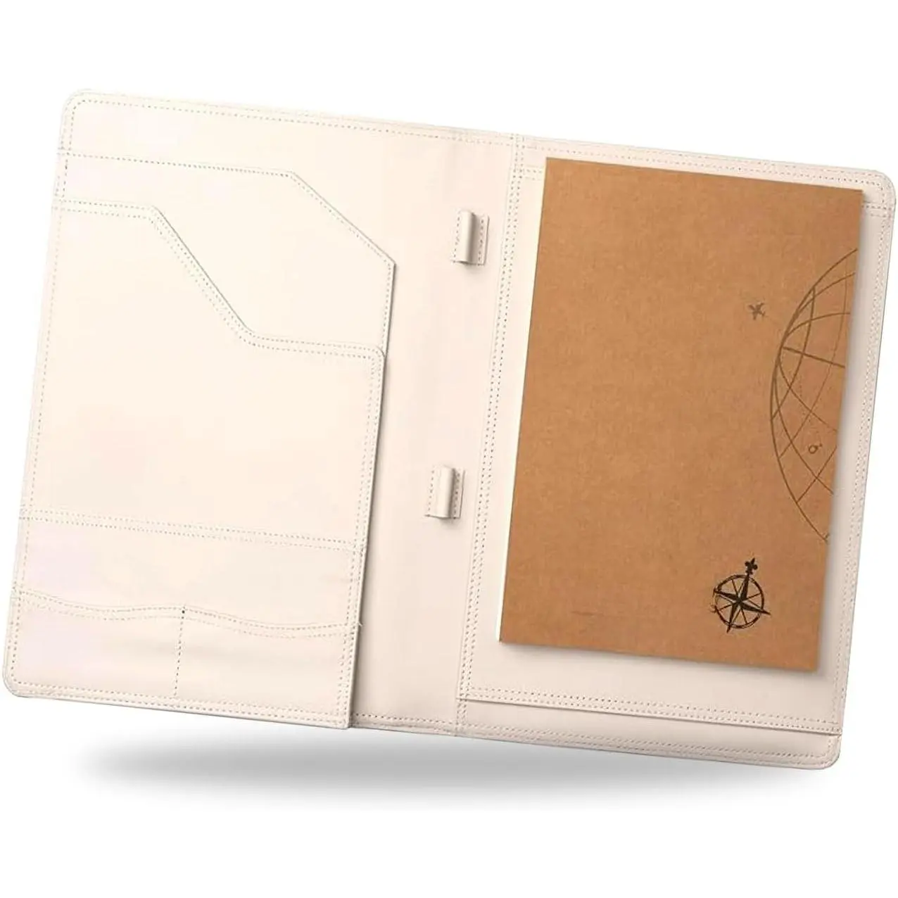 Leather Padfolio - 10" x 13" - Professional Organizer and Resume Folder Antique Leather Document Portfolio with Writing Pad. Ideal  for Men and Women - Oat Color