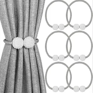 2026 New 6 Pack Magnetic Curtain Tiebacks, No Drill Easy Install Decorative Curtain Holder Clips, Window Curtain Tie Backs for Home Office Interior Decoration Supplies