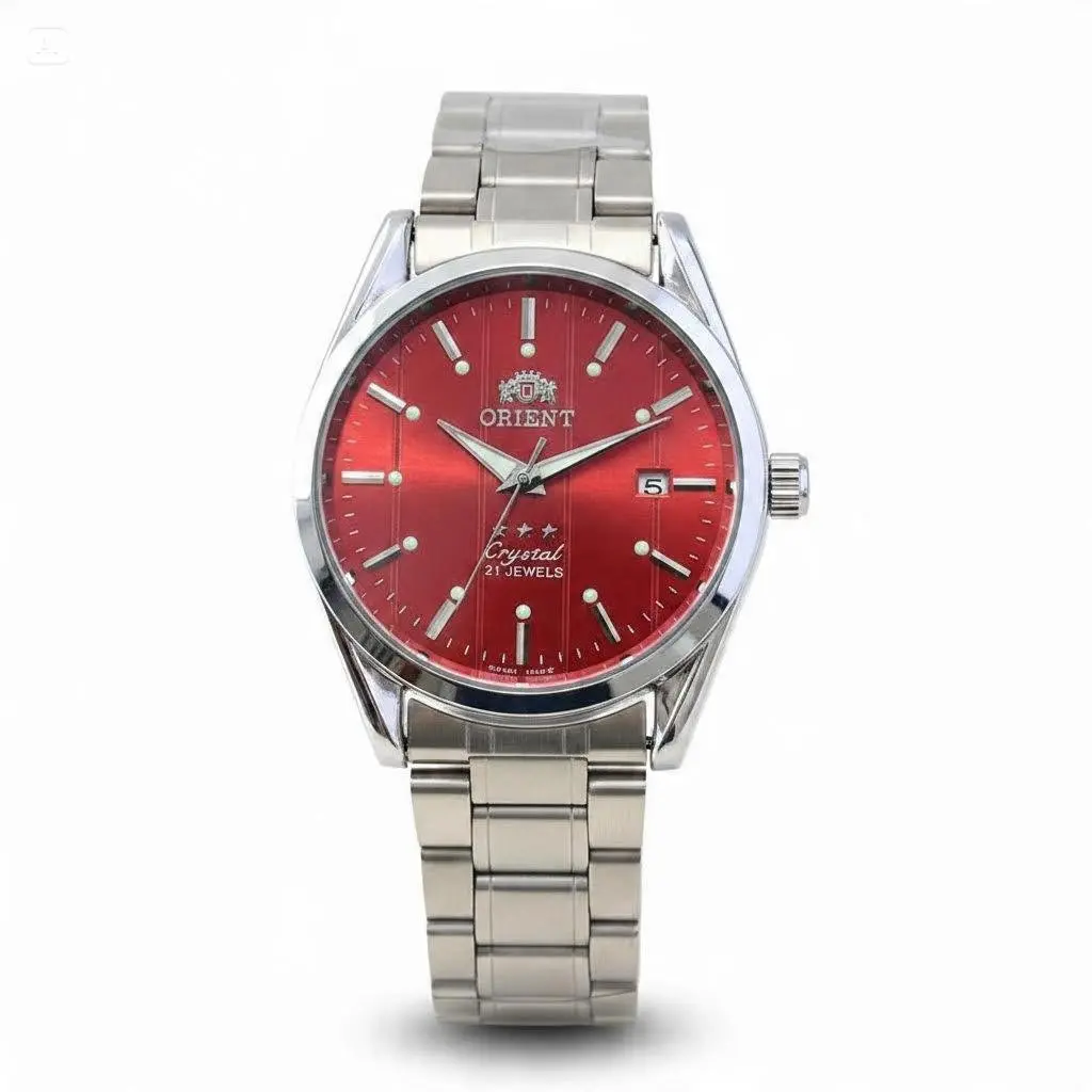 Orient Classic 3‑Star Crystal 21‑Jewels Automatic Mechanical Watch for Men, Stainless Steel Bracelet Band, Luminous Hands Date Display, Business Casual Dress Wrist Watch, 4‑Color Dial Options, Ideal Daily & Gift Timepiece