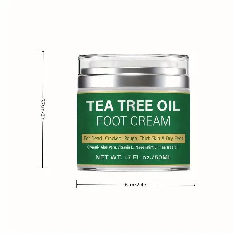 Tea Tree Foot Cream with Aloe Vera, Vitamin E, Hand & Foot Moisturizing Cream, Personal Care for Hand and Foot, Moisturizer for Foot and Hand, Deeply Hydrates And Smoothes Dry, Rough Skin, Cream for All Skin Types