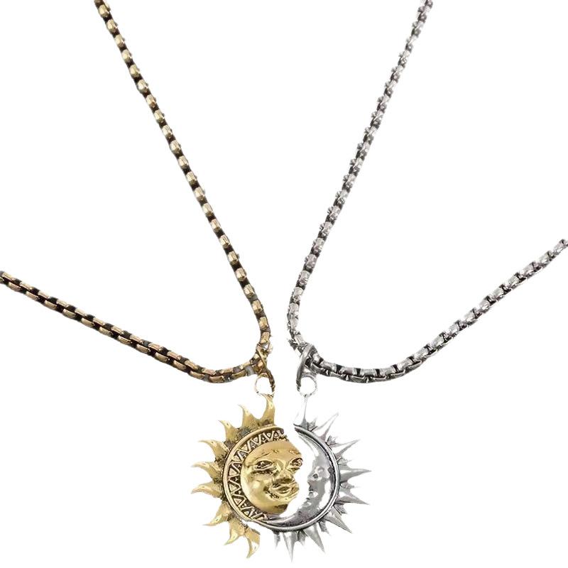 Trendy and unique bestselling asymmetrical sun and moon patchwork light luxury niche sweater necklace accessories for women