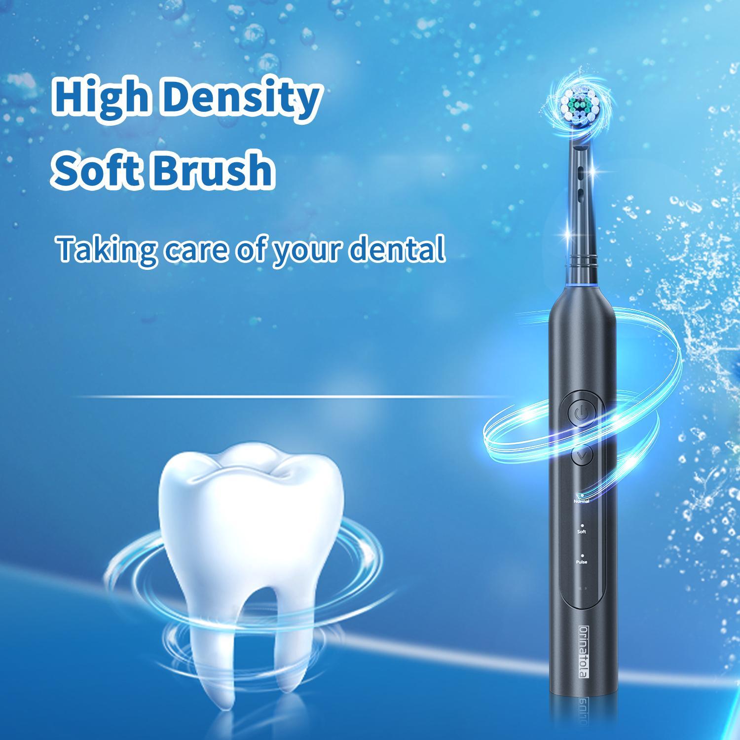 Electric Toothbrush with 8 Counts Brush Heads, 1 Box USB Rechargeable Waterproof Rotating Toothbrush with 3 Cleaning Modes, Oral Care Product for Adults