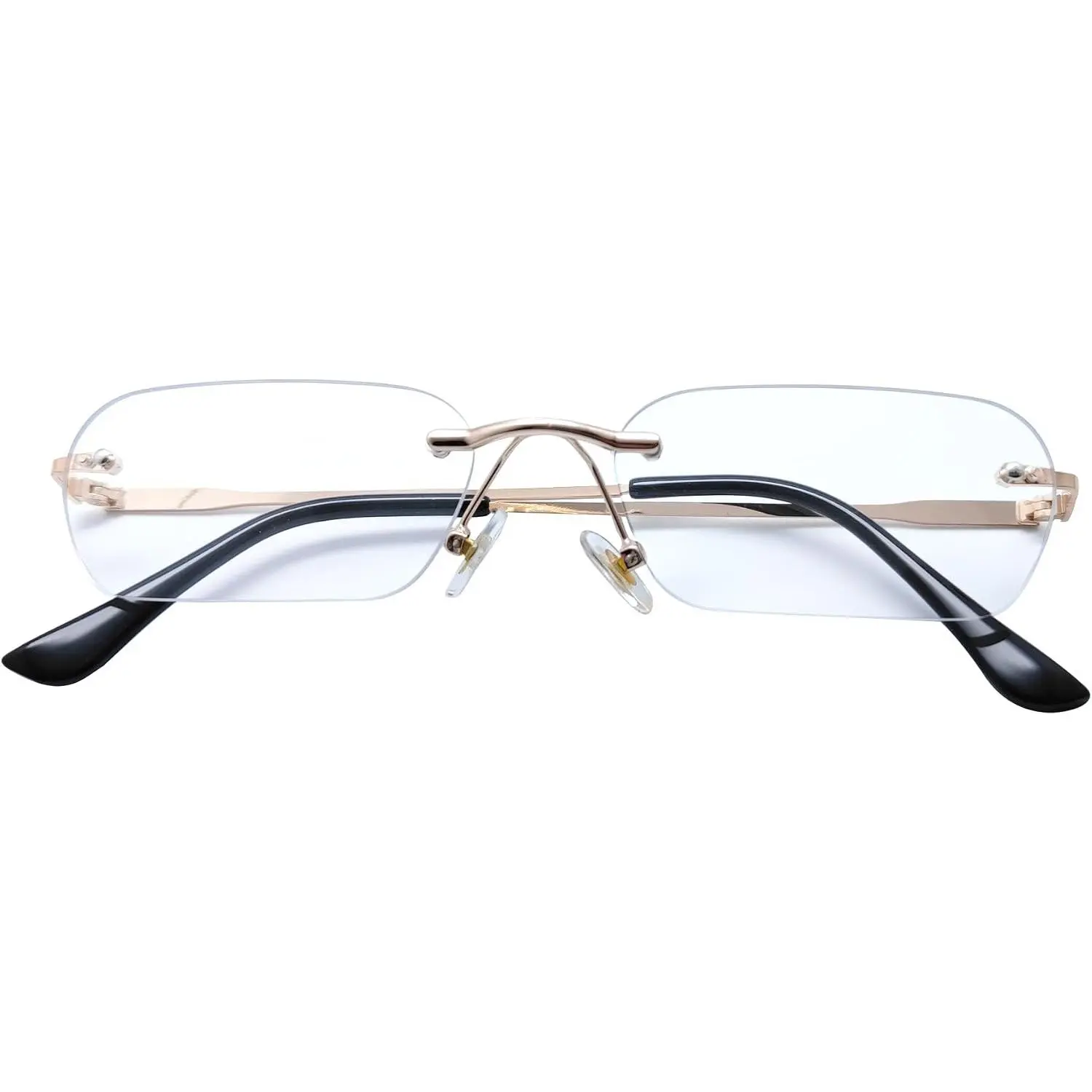Small Narrow Rimless Glasses for Women Men 90s Rectangle Glasses | Fashion Frameless, , Rectangular, Ultralight, Retro 90's, Y2k Style, Colored Candy Light Tinted Lens, Cute  Glasses