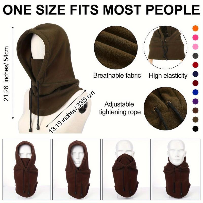 2-Pack Winter Balaclava Face Mask and Full Head Cover Hat - Windproof and Warm Face Mask with Full Coverage of Neck and Chin, Adjustable Drawstring and Soft Lining - Unisex Suitable for Outdoor Skiing, Cycling, Snow Sports - Durable Textile Fabric (Black)