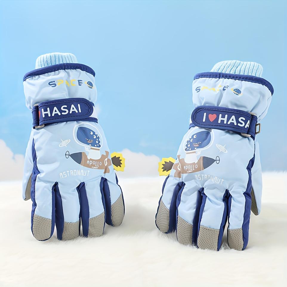 1 Pair Kids Ski Gloves Winter Warm Plush Gloves Cartoon Dinosaur Kids Split Finger Gloves Girl Fleece Cycling Gloves Thickened Five Finger Gloves Full Finger Gloves Suitable for Outdoor Snow Play Suitable for Children Aged 5-10, Gloves For Boy/girl